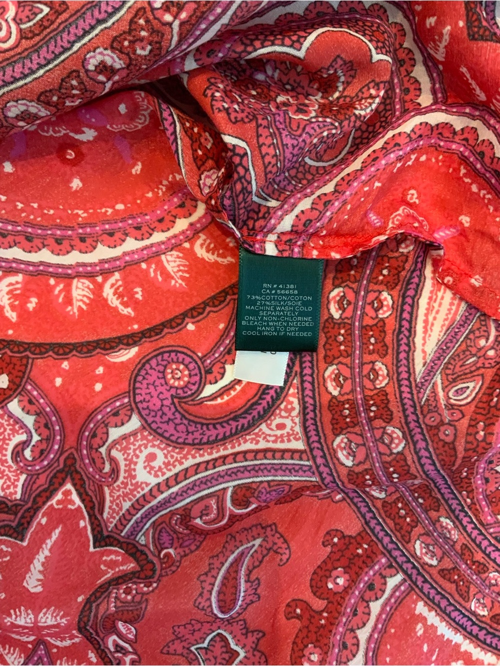 Vibrant Lauren Ralph Lauren Red Paisley Button-Front Blouse sz 3X - Picture 3 of 7